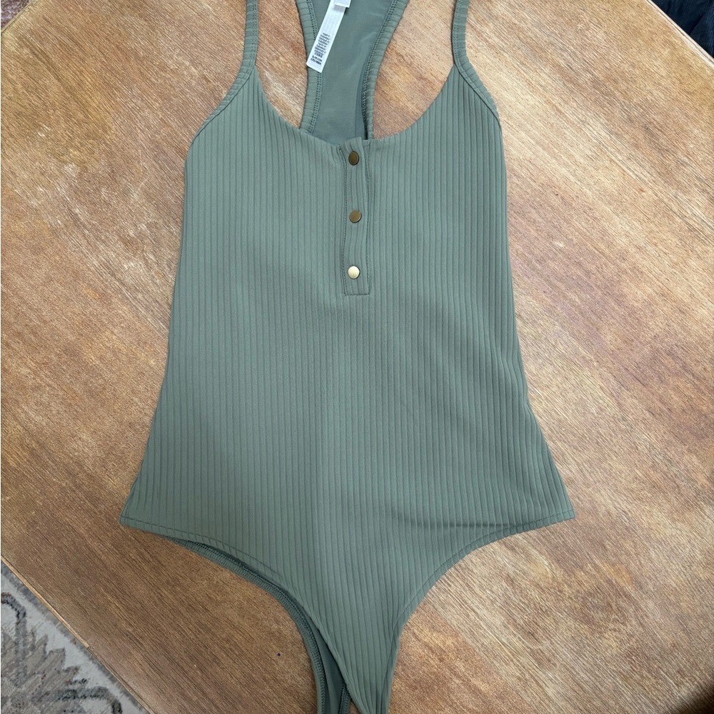 Olive Green Ribbed  Victorias Secret Bodysuit